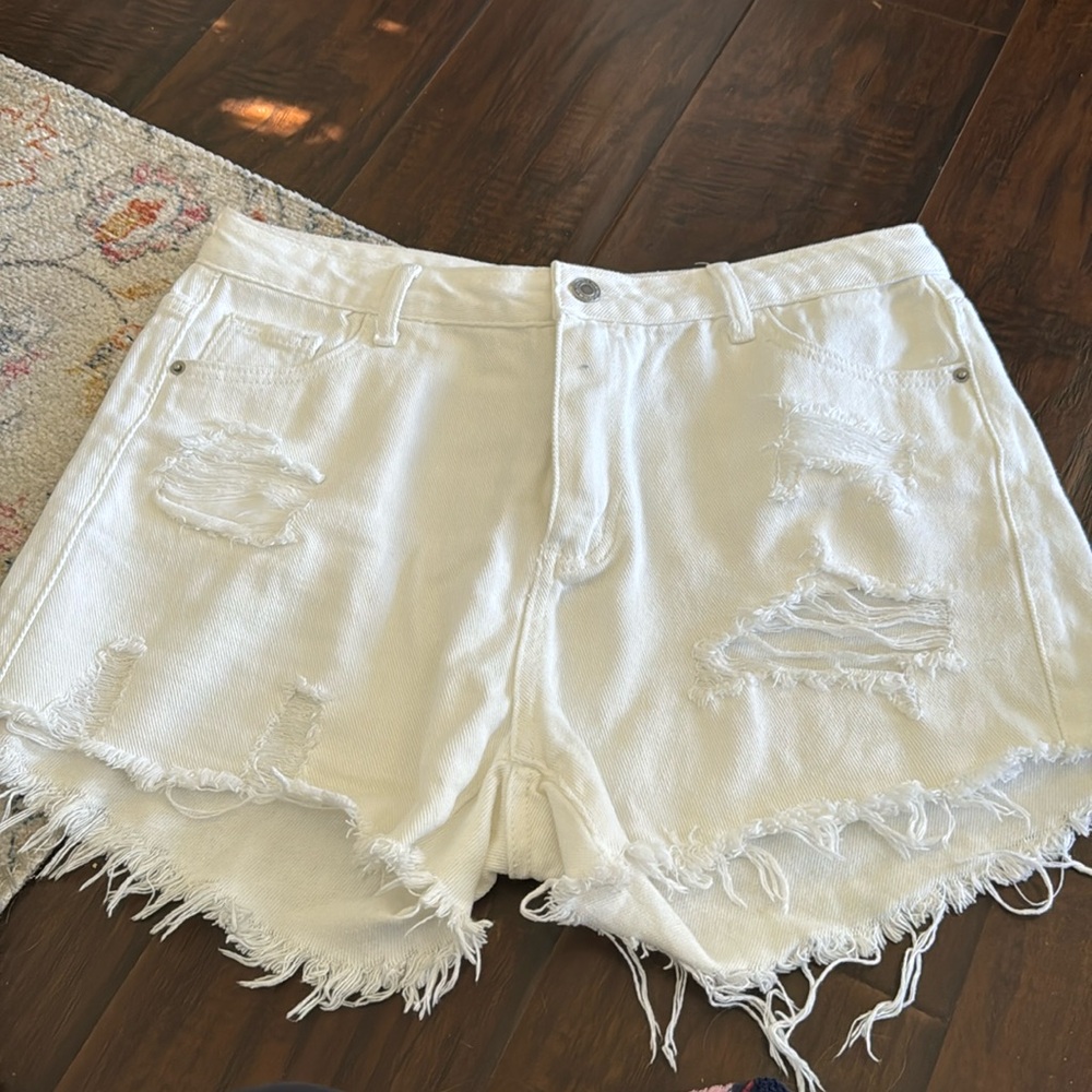 SHEIN white denim shorts, size XL